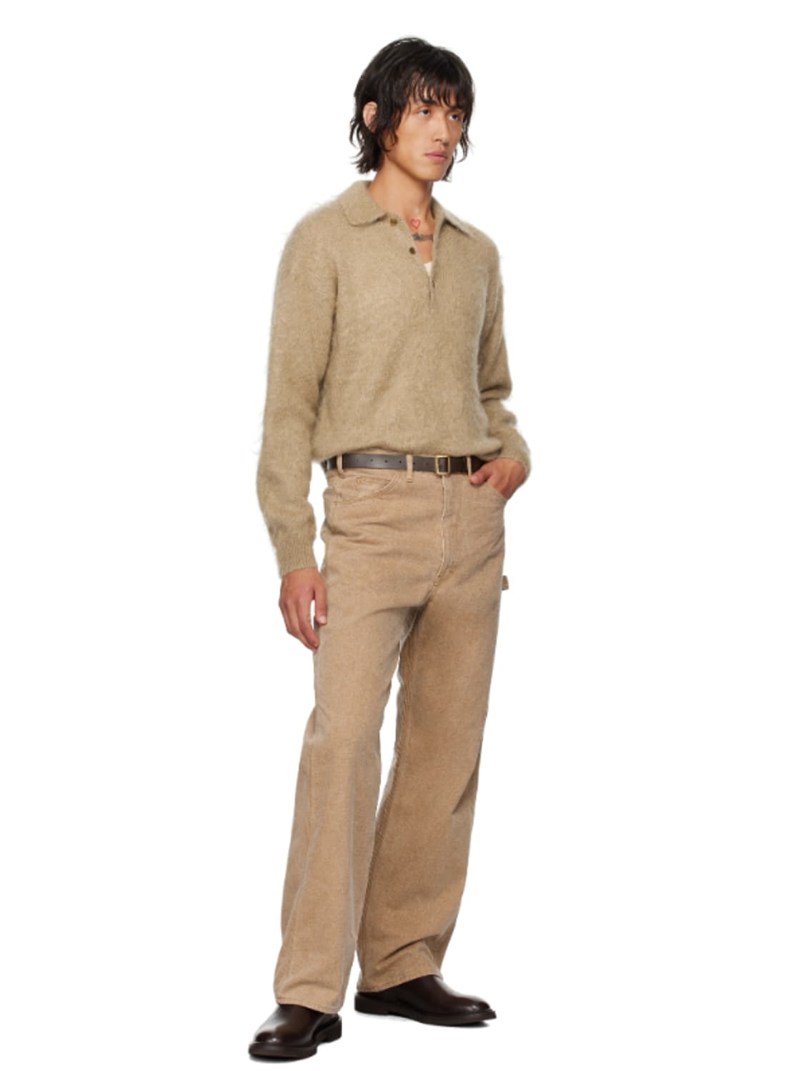 오라리 레더 스퀘어 버클 벨트 브라운 상품이미지8