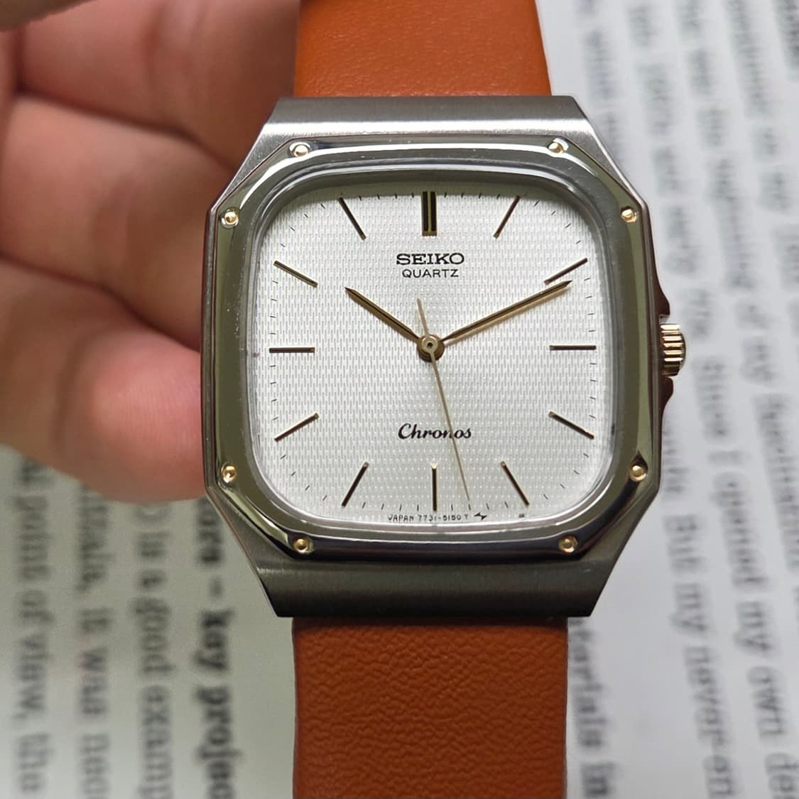 레어] 빈티지 세이코 크로노스 옥타곤 실버입체판 로얄오크베젤 슬림쿼츠 상품이미지1