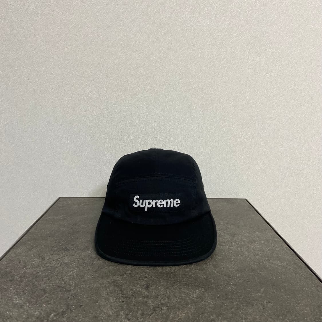 슈프림 캠프캡 모자 워시드 블랙 박스로고 상품이미지1