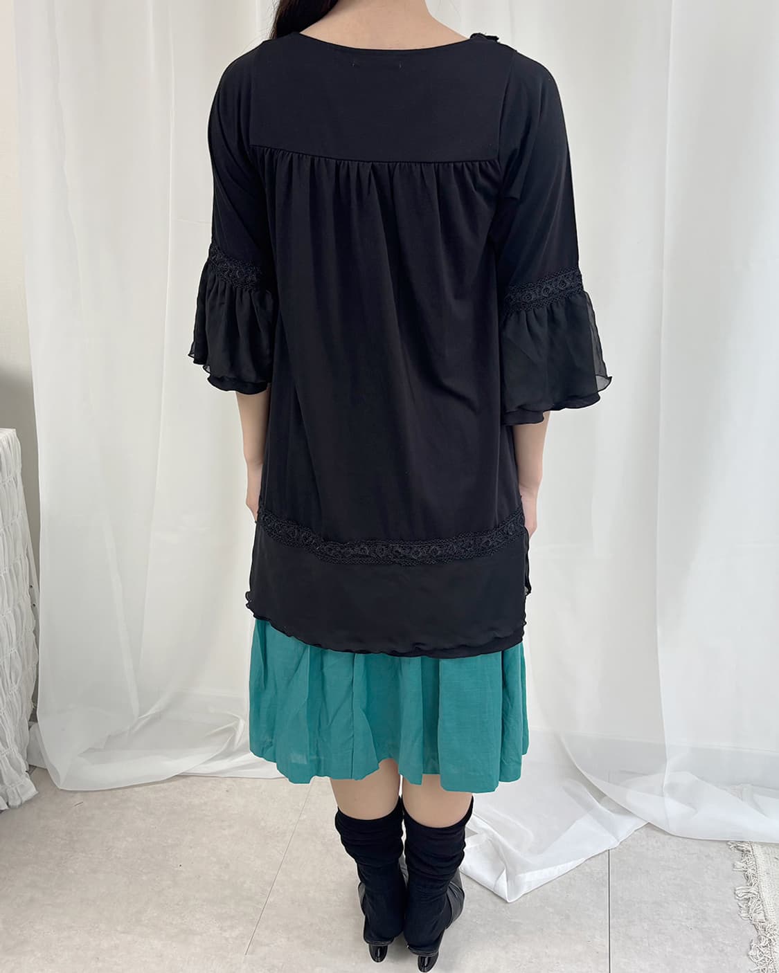 kowa black mori rose black long t-shirt 상품이미지10