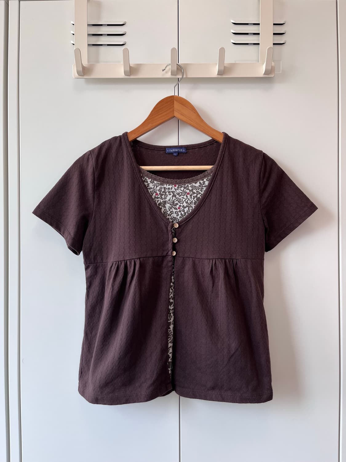 Sunnayze 바선생 레이어드 브라운 잔꽃 반팔 상품이미지6