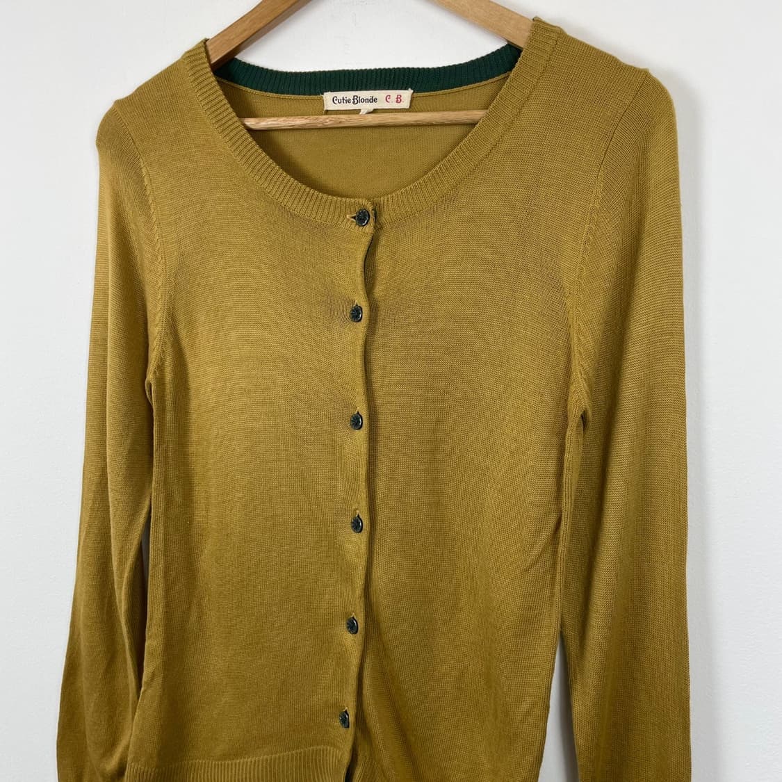 배색 라운드 네트 가디건 상품이미지3