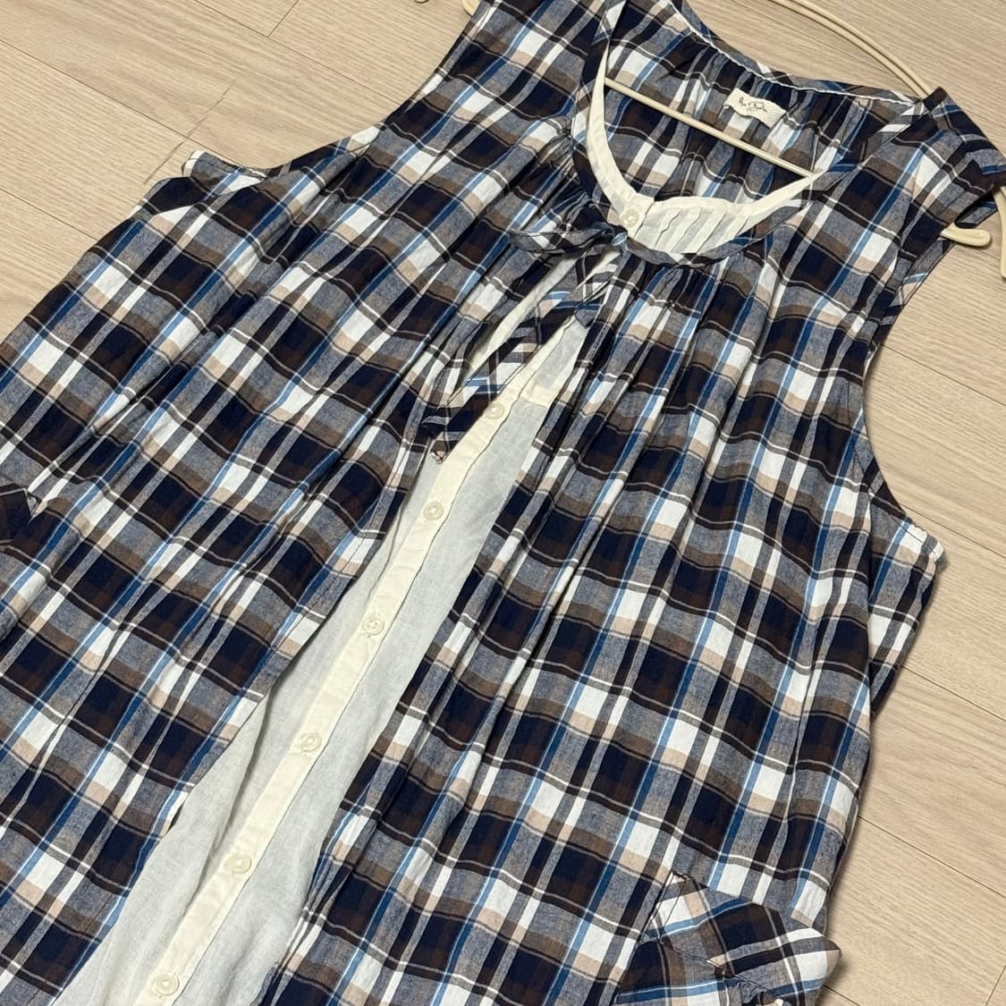 빈티지 모리걸 코디 상의 세트 케이프 체크 바선생 상품이미지4