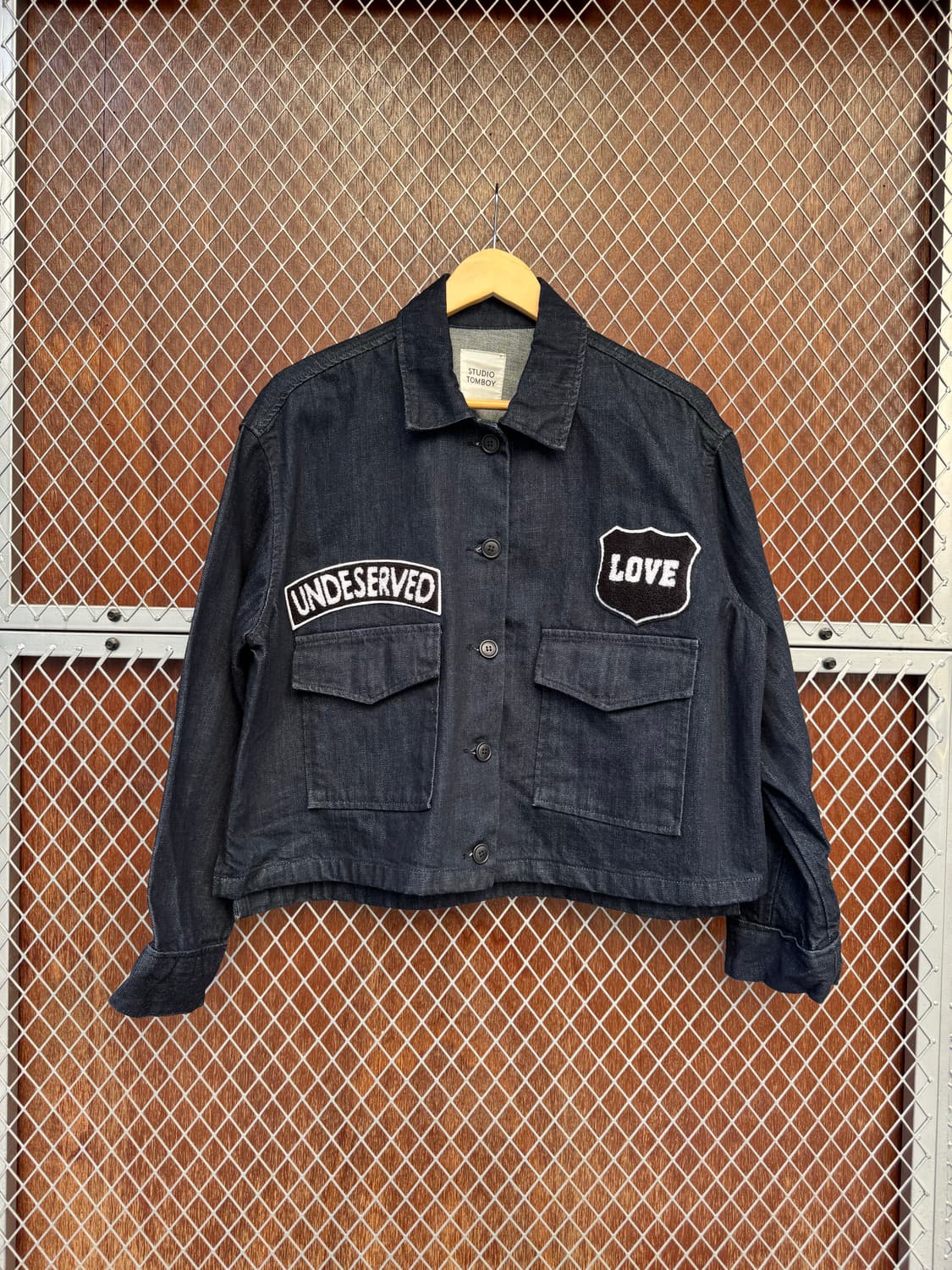 스튜디오 톰보이 생지 데님 와펜 포켓 패치 워크 자켓 F 상품이미지1