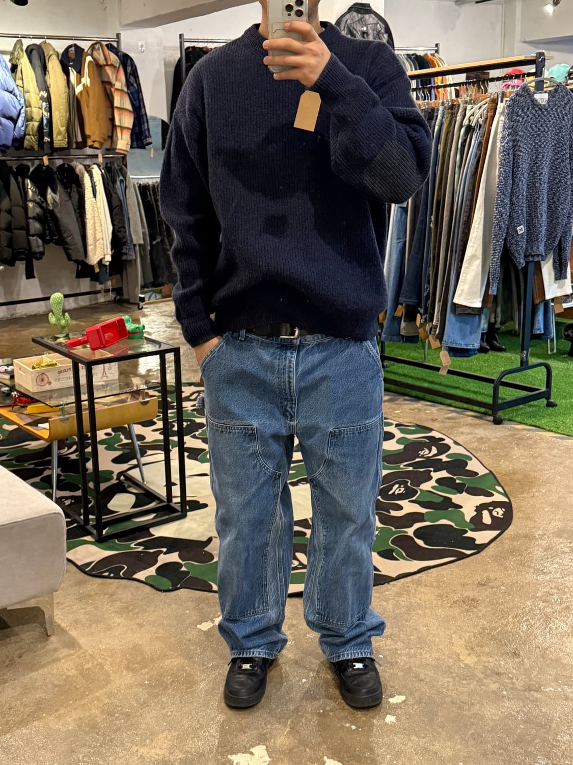 프리즘웍스 패치 니트 네이비 상품이미지5