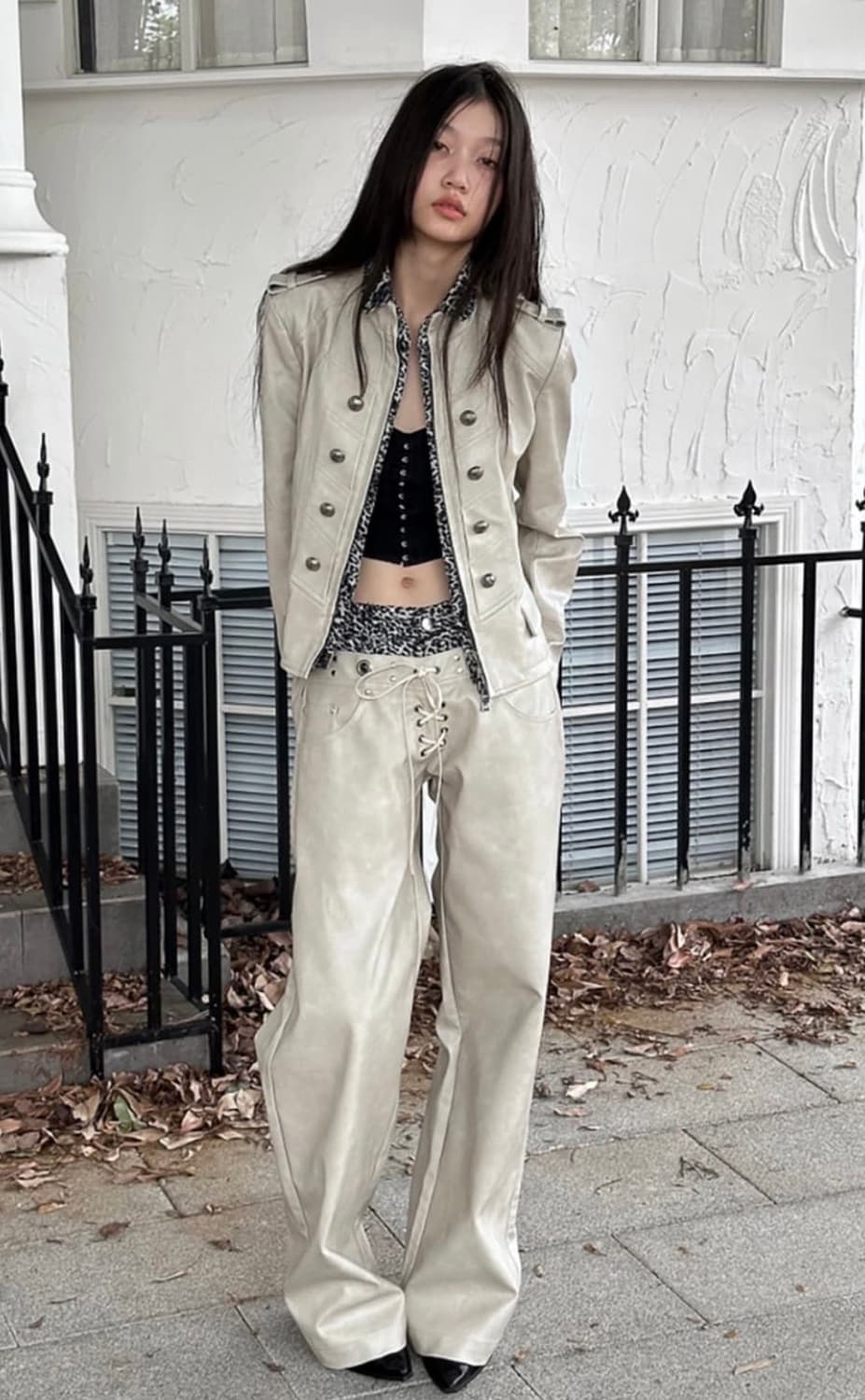 테스트매커니즘 Leopard Layer Punk Leather Pants 상품이미지2