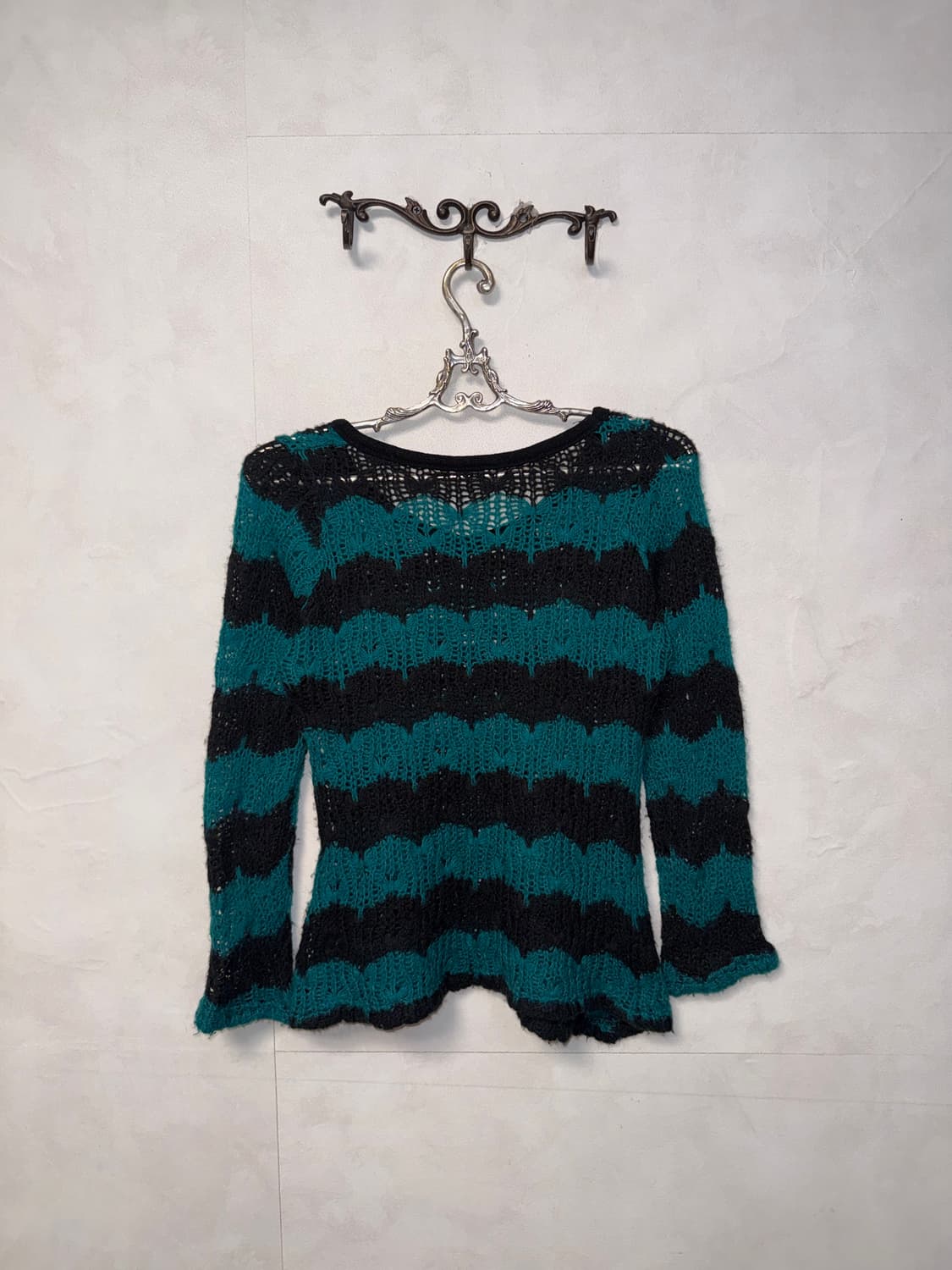 Mint black stripe net knit 상품이미지5