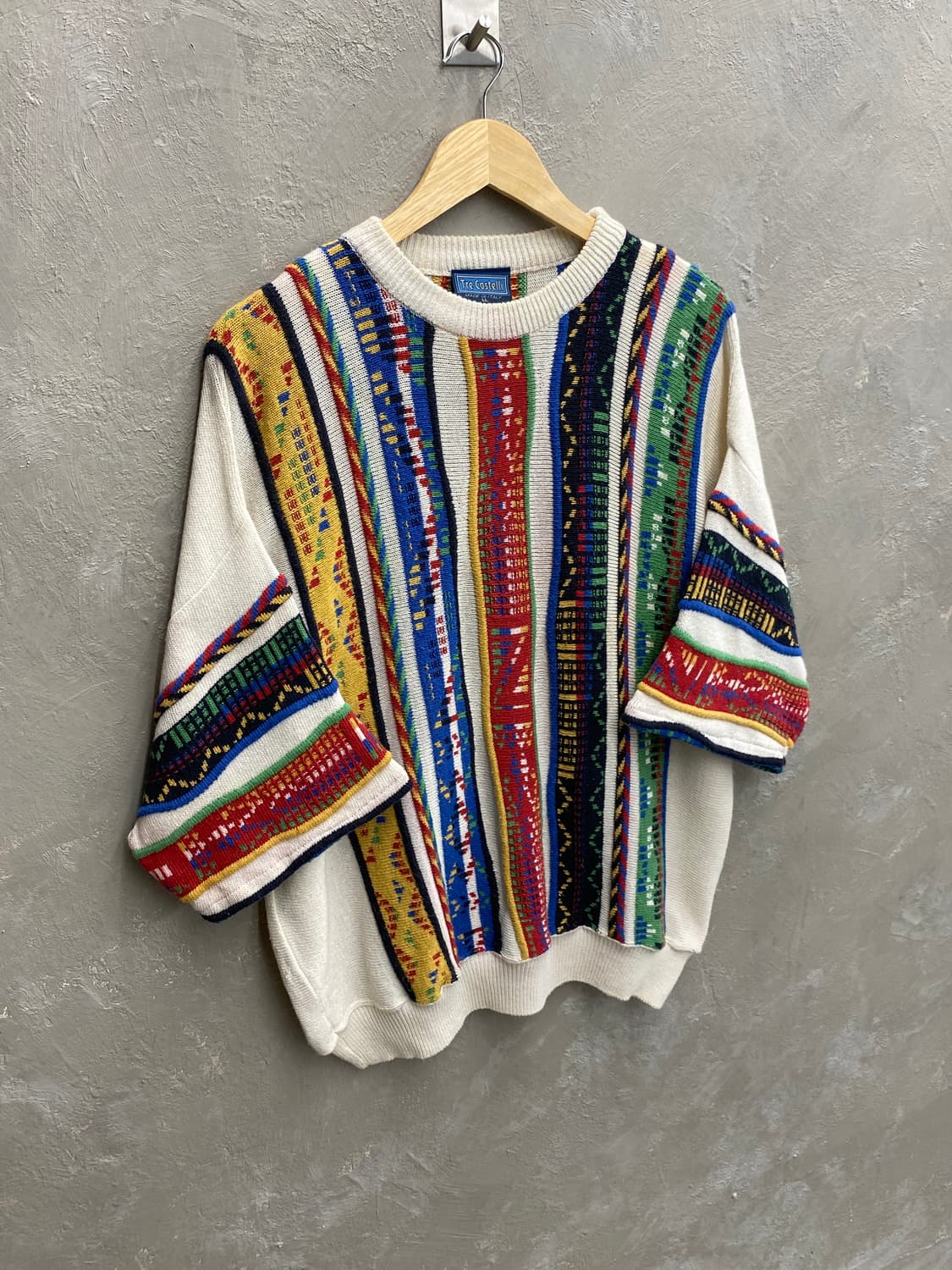 [XL] 90s Tre Castelli 이태리 메이드 반팔 케이블 니트 상품이미지3