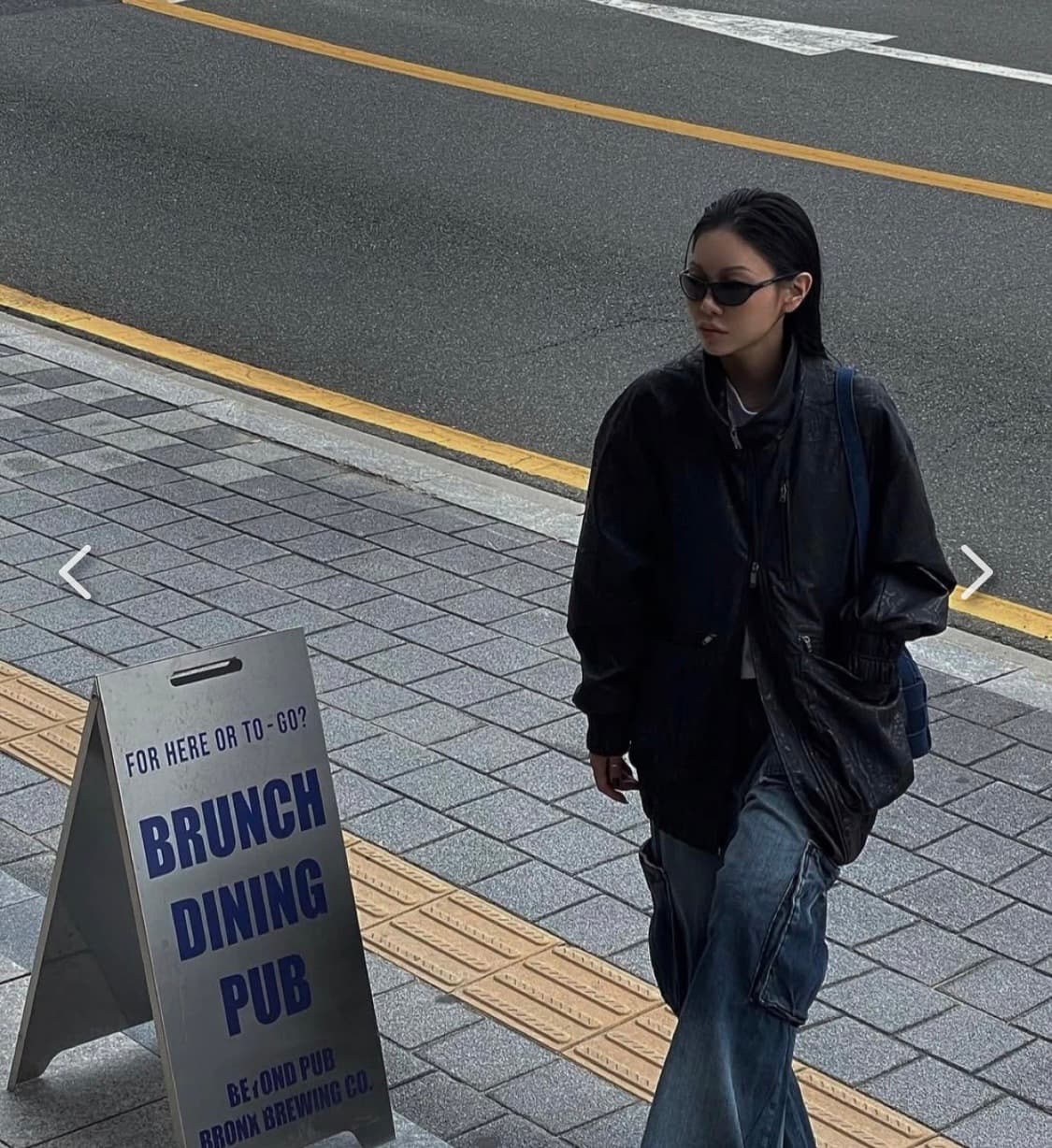 트리밍버드 하이넥 레더 블루종 상품이미지4