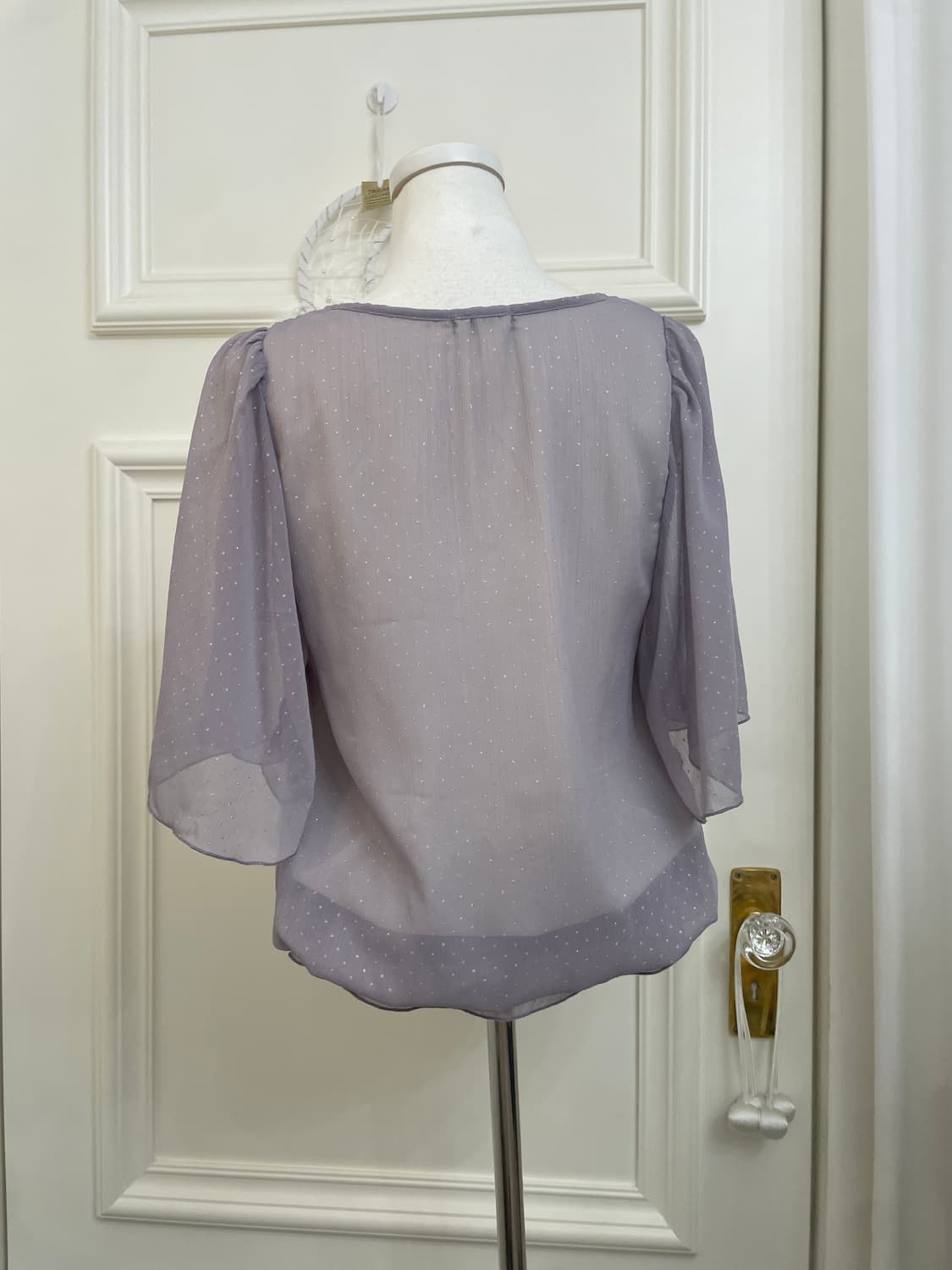 dark lavender silver dot lovely blouse 상품이미지3