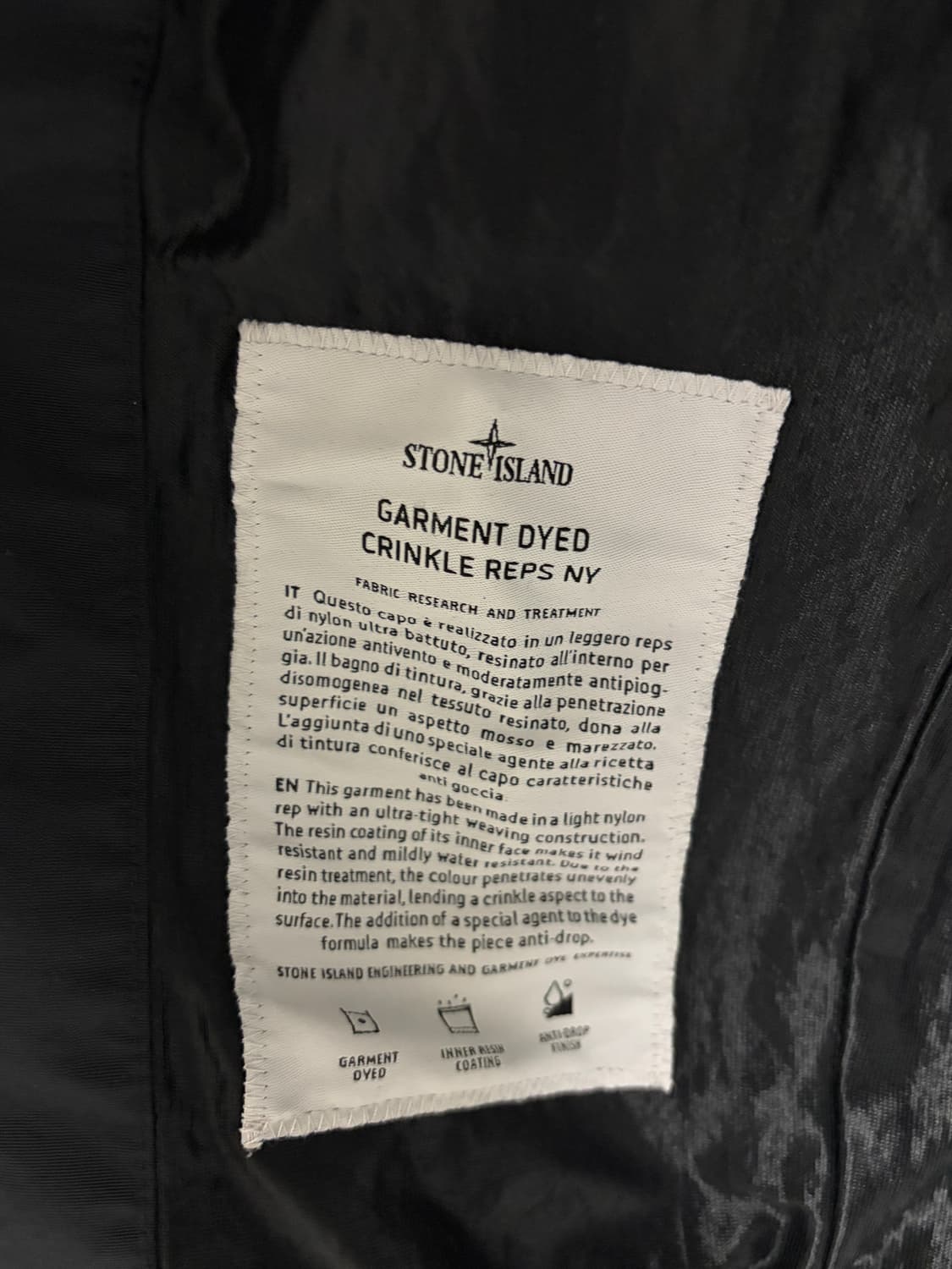 스톤 아일랜드 크링클랩스 R-NY 윈드 레지스턴트 자켓 블랙 상품이미지5