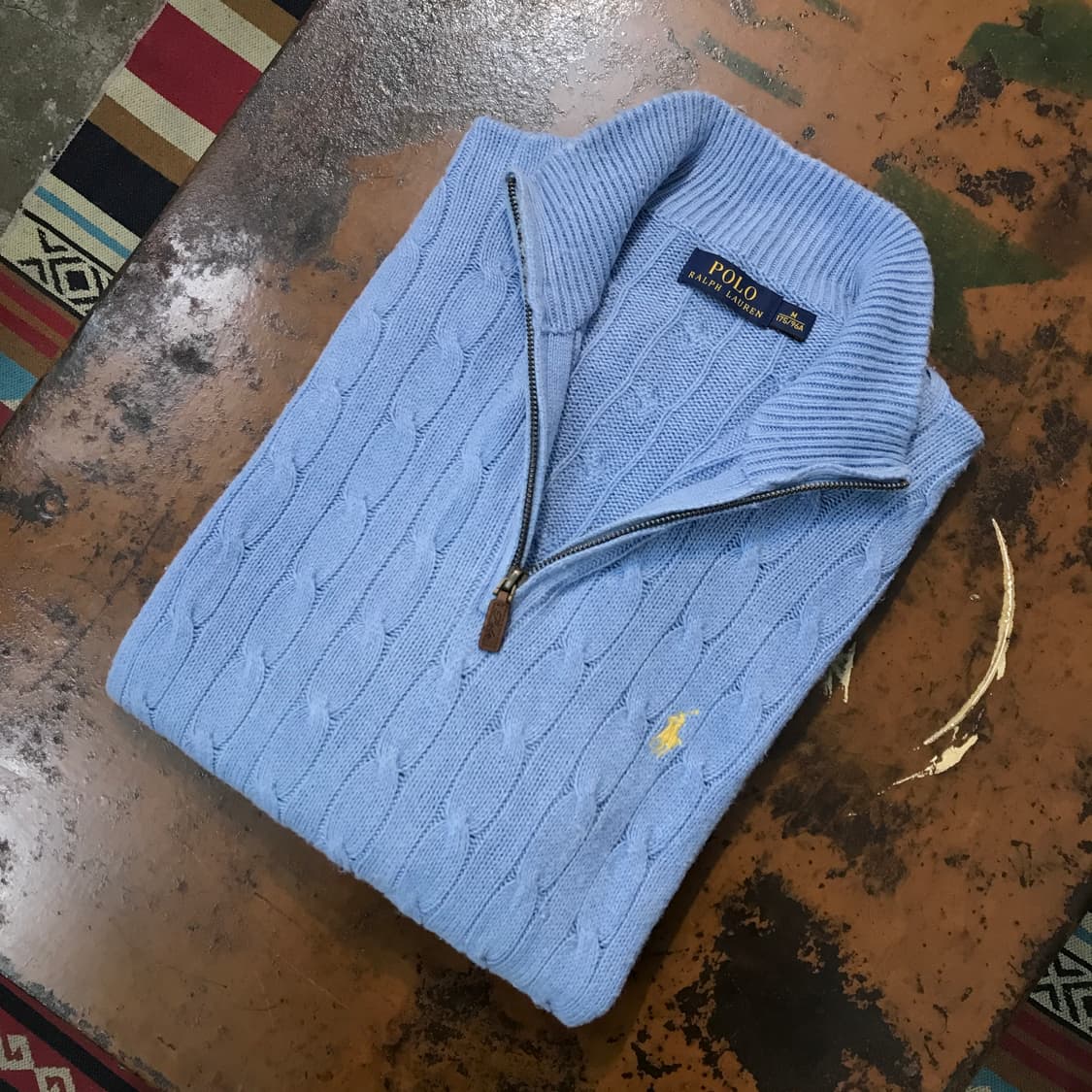 폴로랄프로렌 소라색 케이블 하프집업 풀오버 남성 105 사이즈 상품이미지1