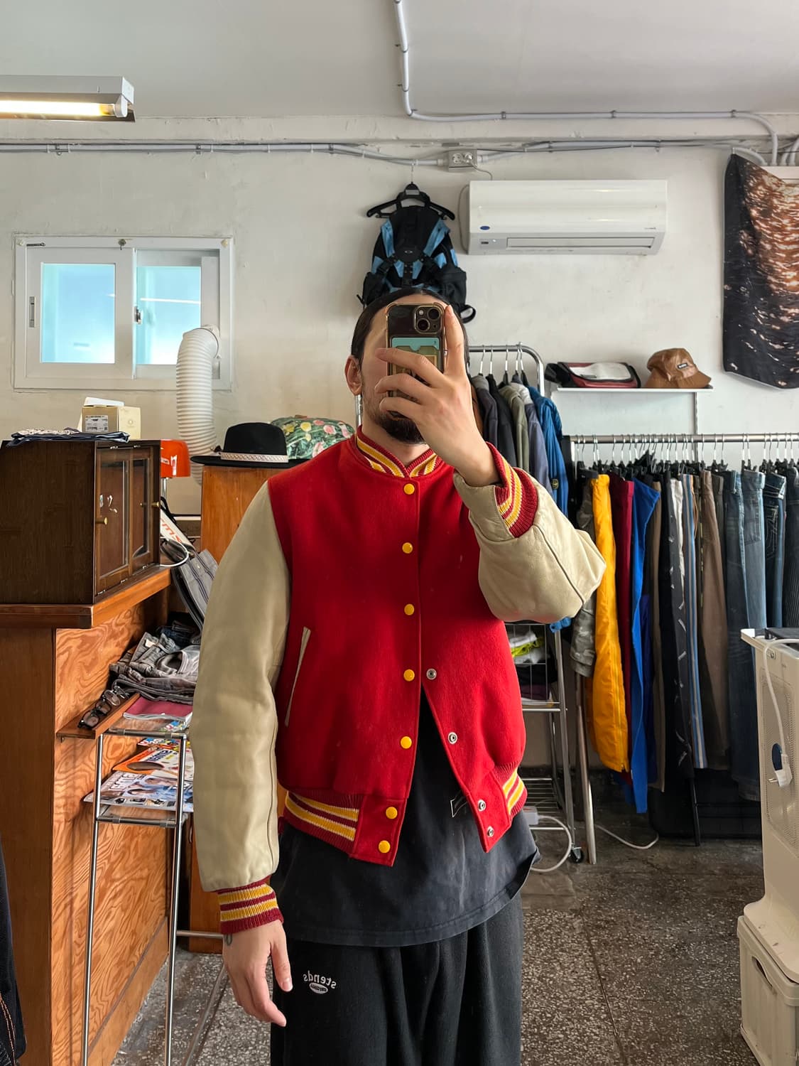 골든베어 90‘s 가죽 바시티자켓 상품이미지2