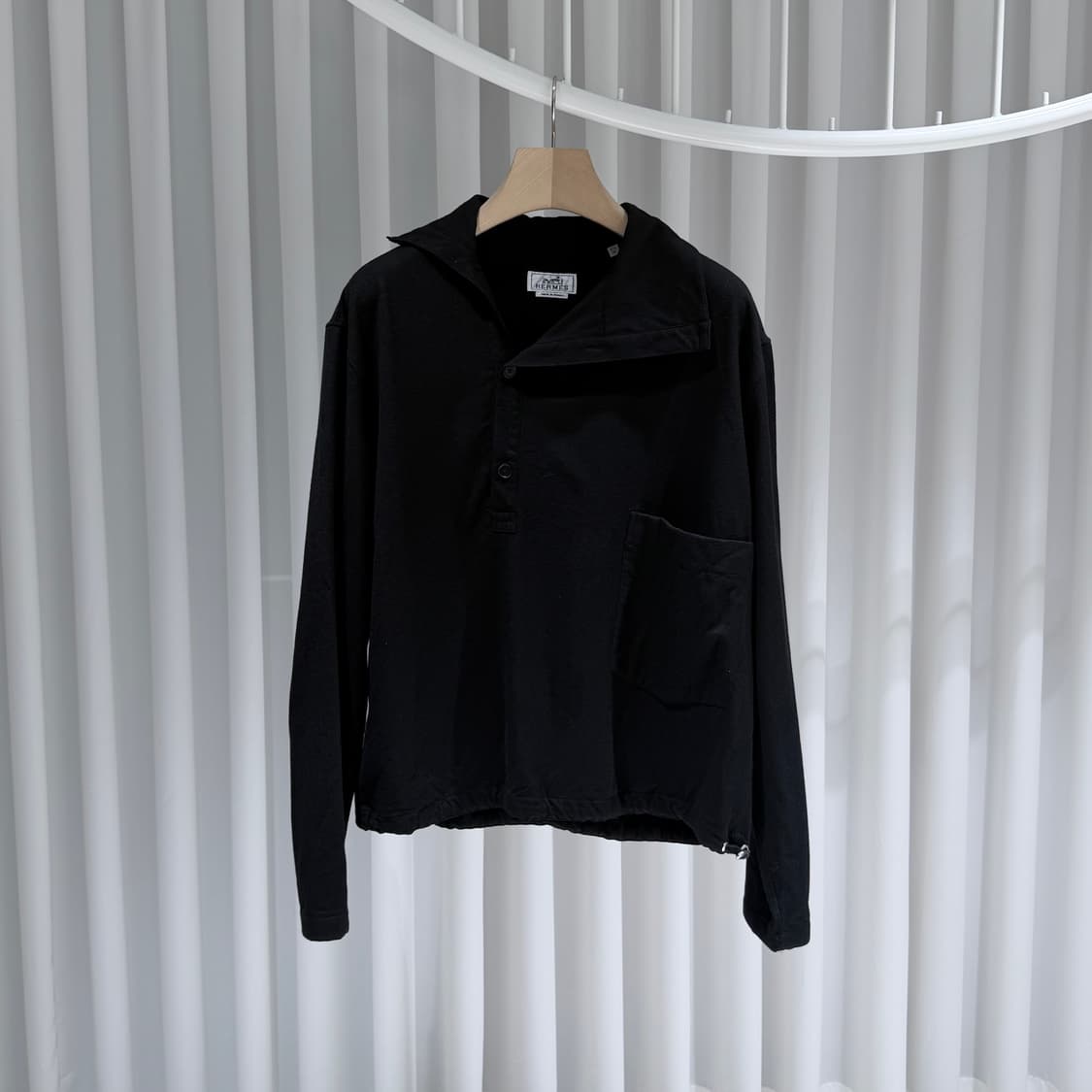 (A+/39(16.5)) / 에르메스 울 4버튼 카라 박시 폴로 셔츠 상품이미지1