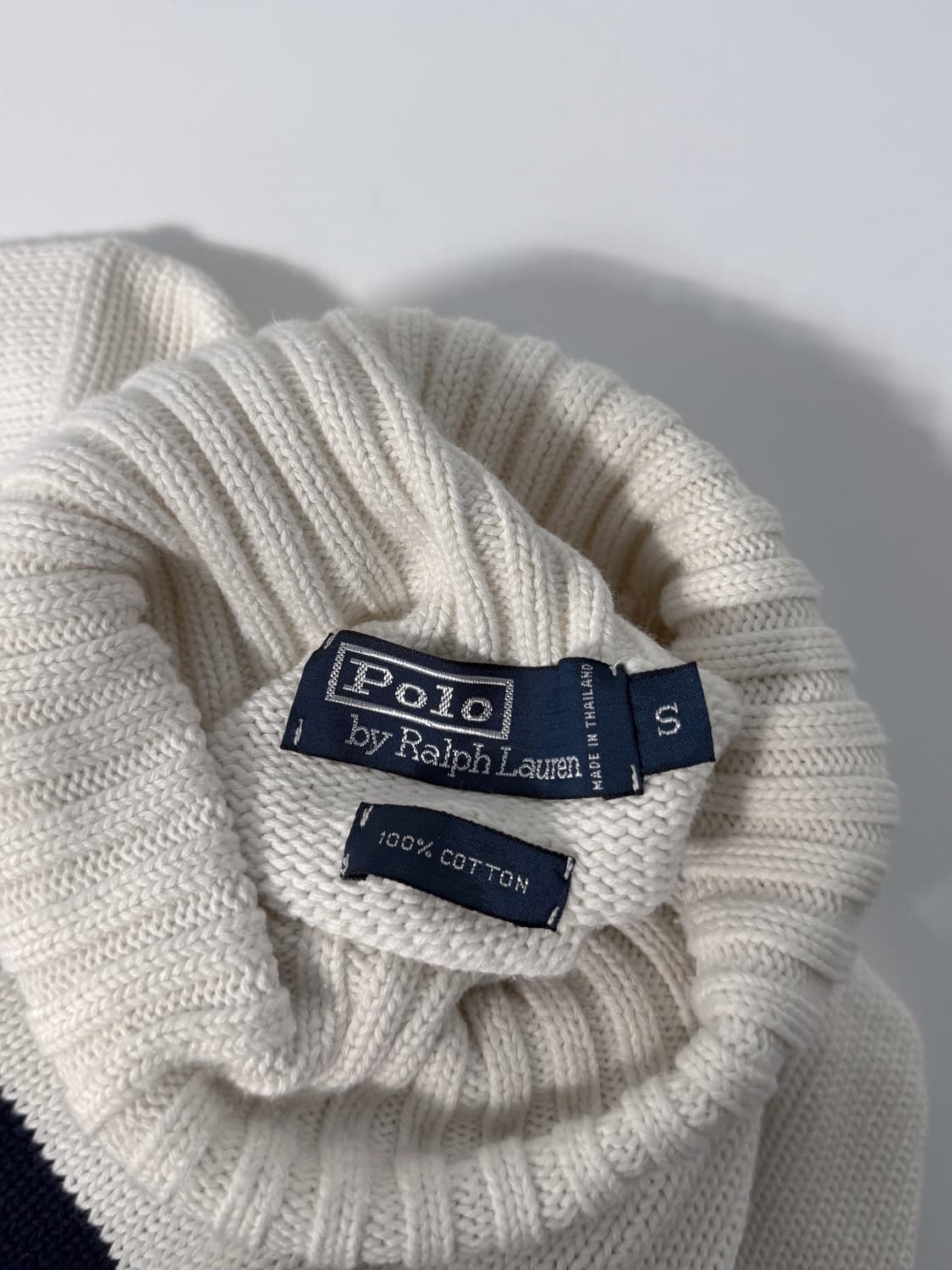 폴로 랄프로렌 루즈핏 00‘s 화이트 코튼 배색 폴라 니트  상품이미지4