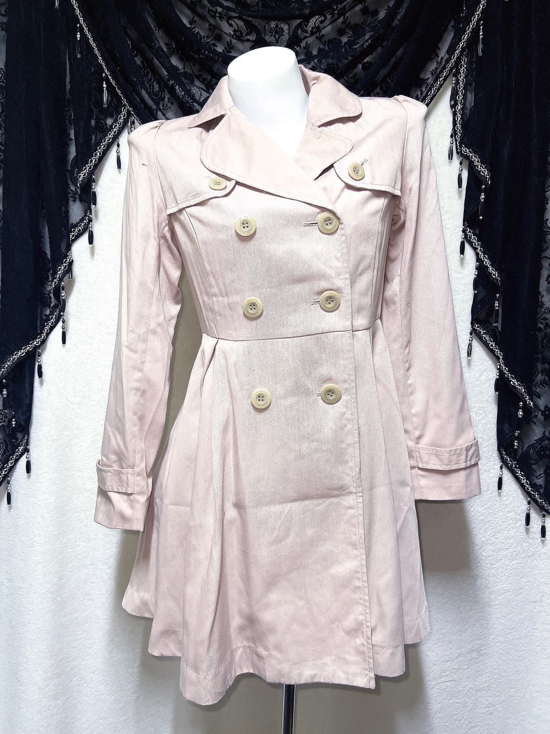 어스뮤직 로맨틱갸루 로걀 히메 핑크 트렌치코트 자켓 모리 라떼 핀터 상품이미지2