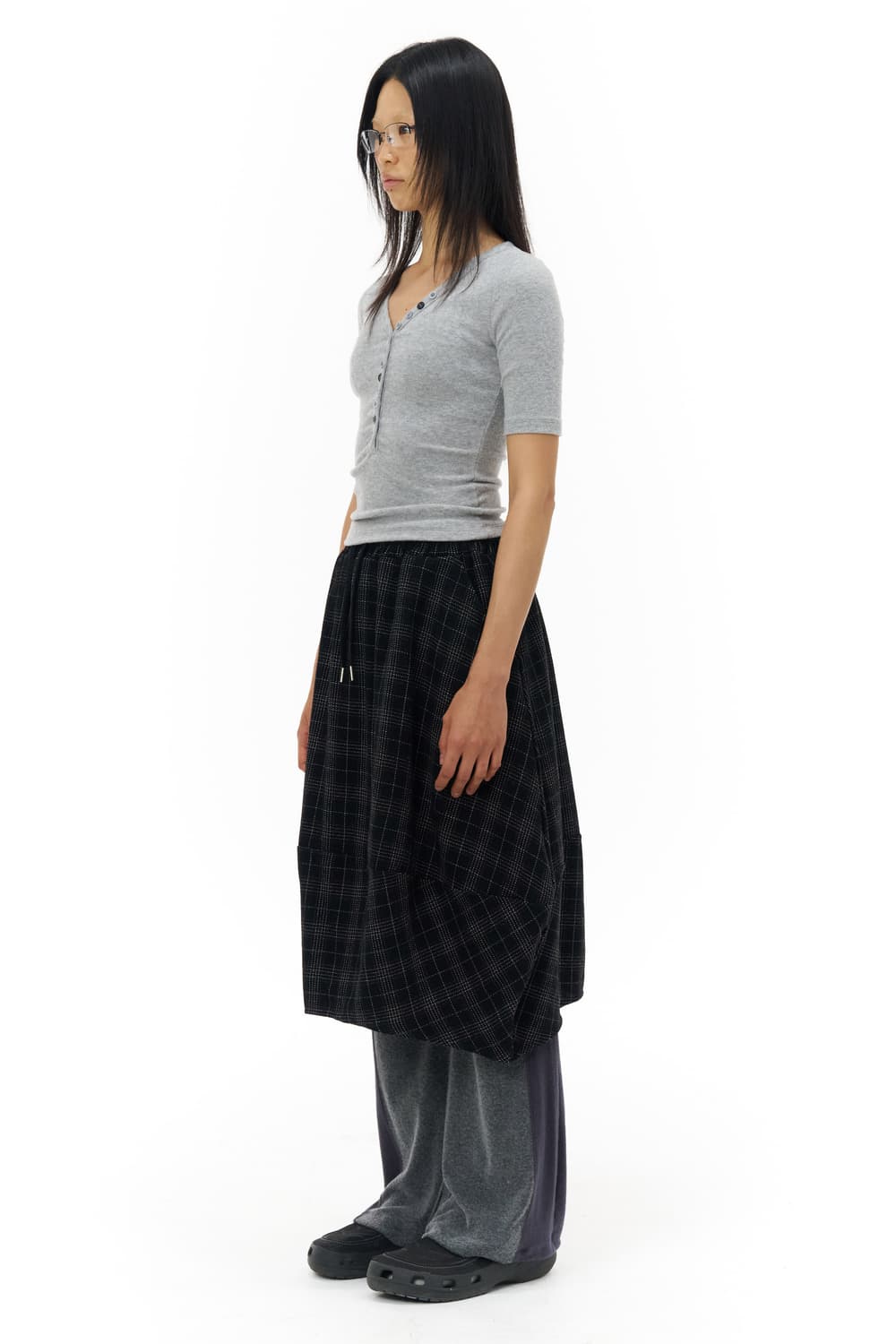 Pahisum Check Balloon Skirt_Black 상품이미지2