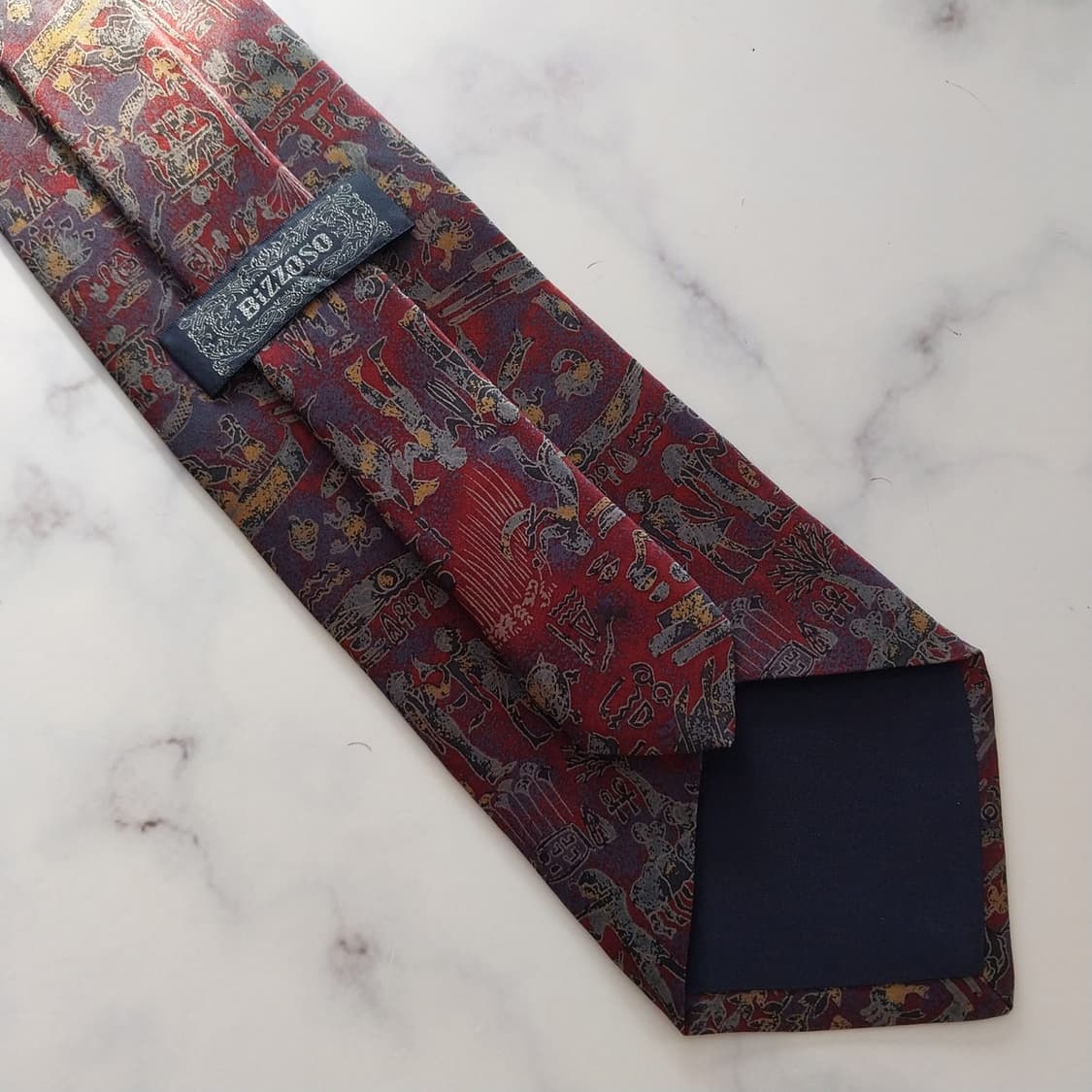 비조소 실크 와인 이집트 패턴 넥타이 9.4cm A+등급 K1313
 상품이미지9