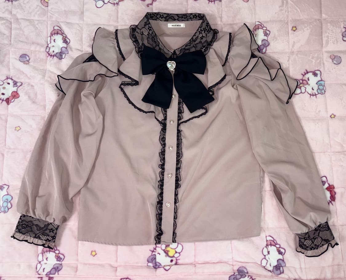 노에미 핑크 러플 오프숄더 블라우스  상품이미지1