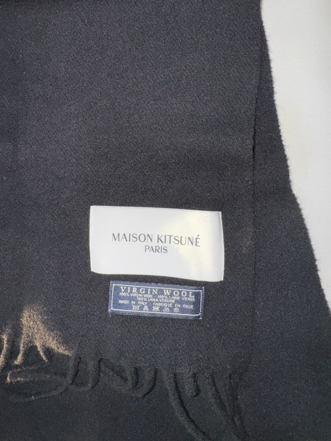 메종 키츠네 스몰 폭스 헤드 울 머플러 블랙 상품이미지2