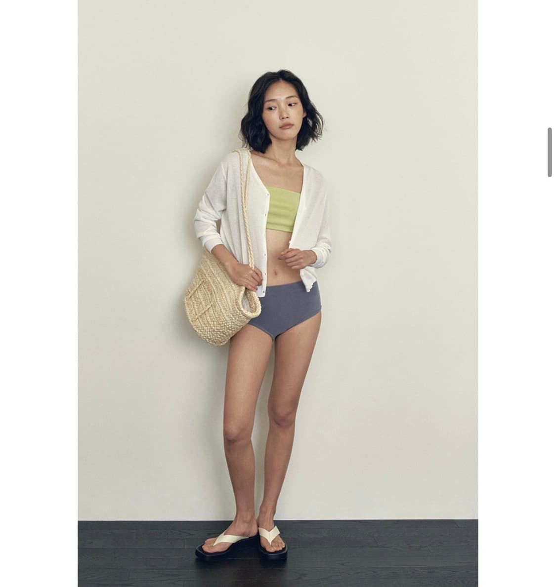 [택있는새상품] 로에일 사이드 버튼 시스루 브이넥 가디건 (화이트) 상품이미지3