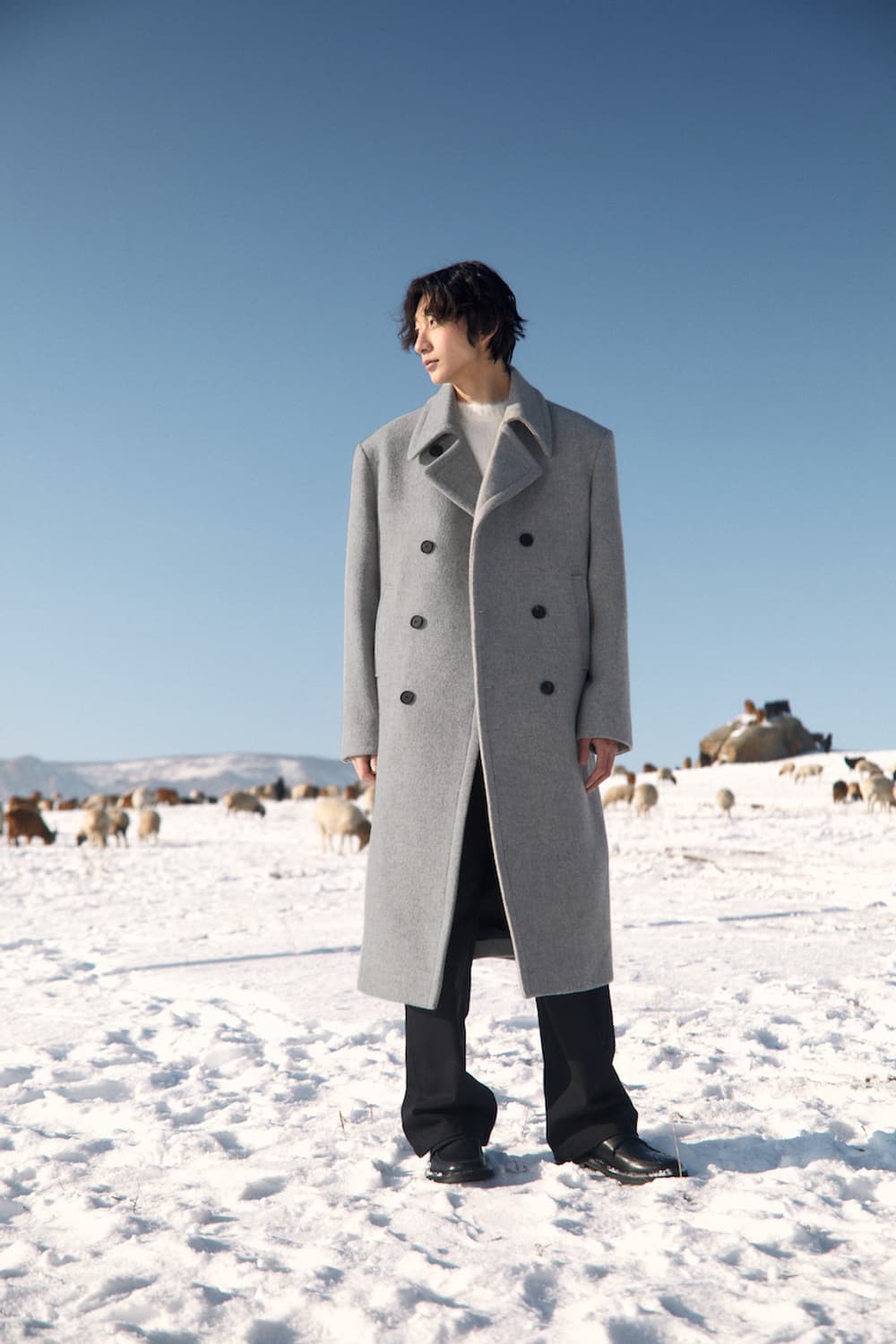 M L stu 에스티유 윈터 더블 코트 그레이 미개봉 새제품 판매 상품이미지1