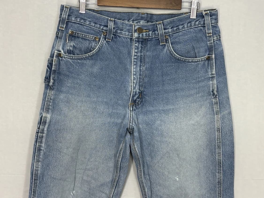 칼하트 워시드 데님 로거 팬츠 연청 릴렉스드 핏 상품이미지2