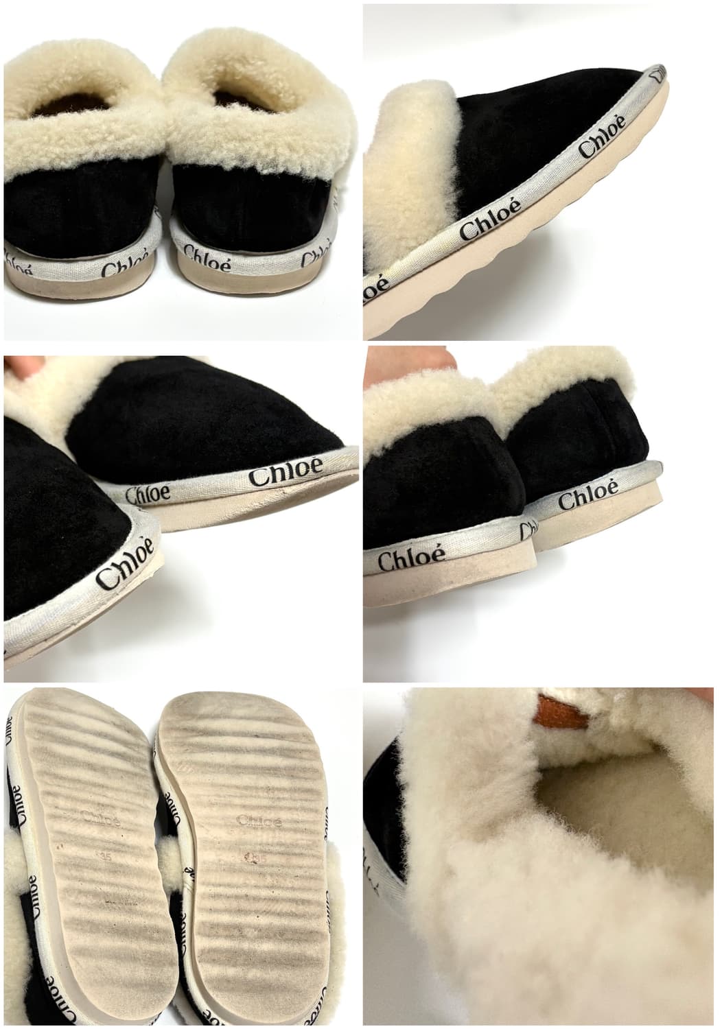 Chloe 끌로에 우디 양모 시어링 스웨이드 퍼 슬립온225-230 상품이미지4