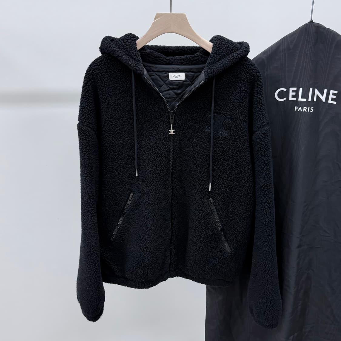 [S+급/XL] 셀린느 트리오페 울 코튼 플리스 후드 후리스 집업 상품이미지1