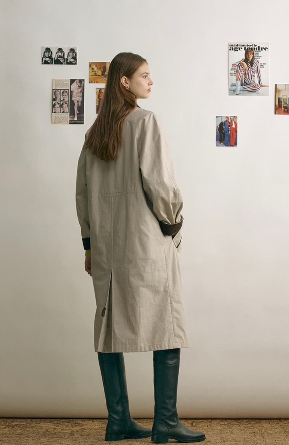 앤유(ANDYOU) 베이지 코듀로이 배색 트렌치코트 상품이미지5