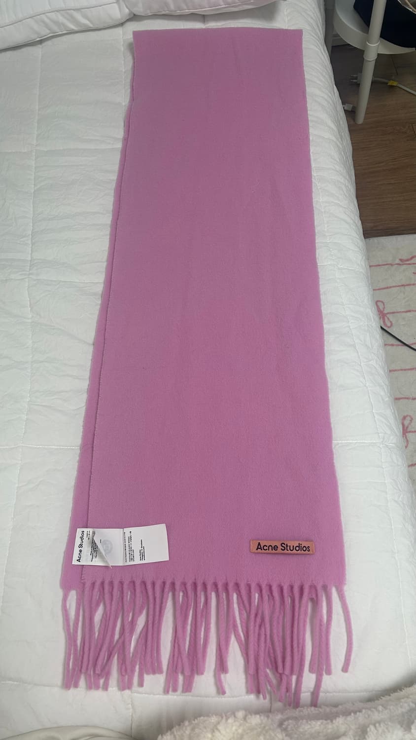 아크네스튜디오 내로우 울 프린지 머플러 버블 핑크 상품이미지1