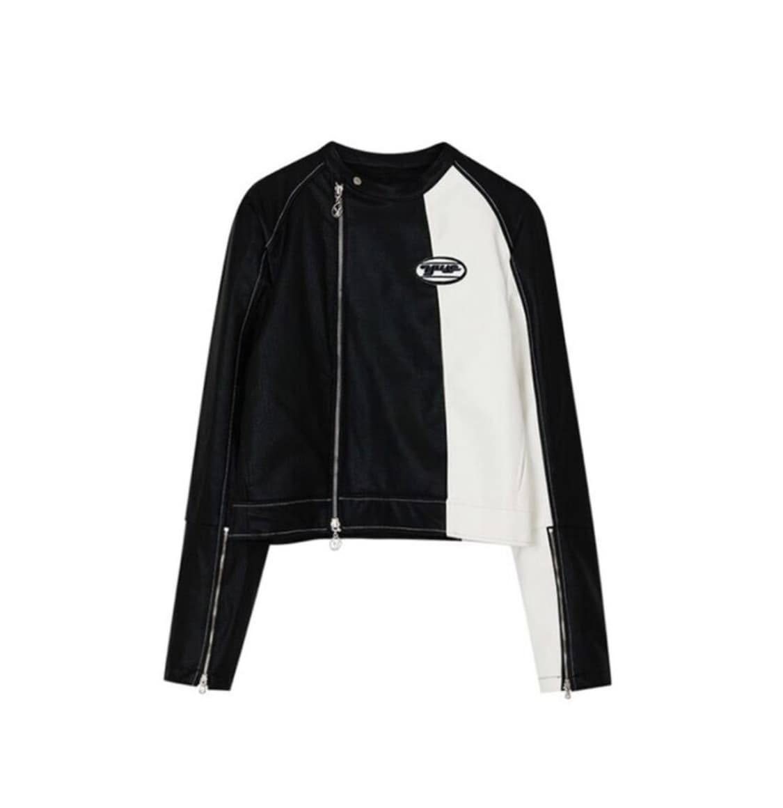 유즈 슬림 레더 컬러 블록 레더 자켓 S 상품이미지1