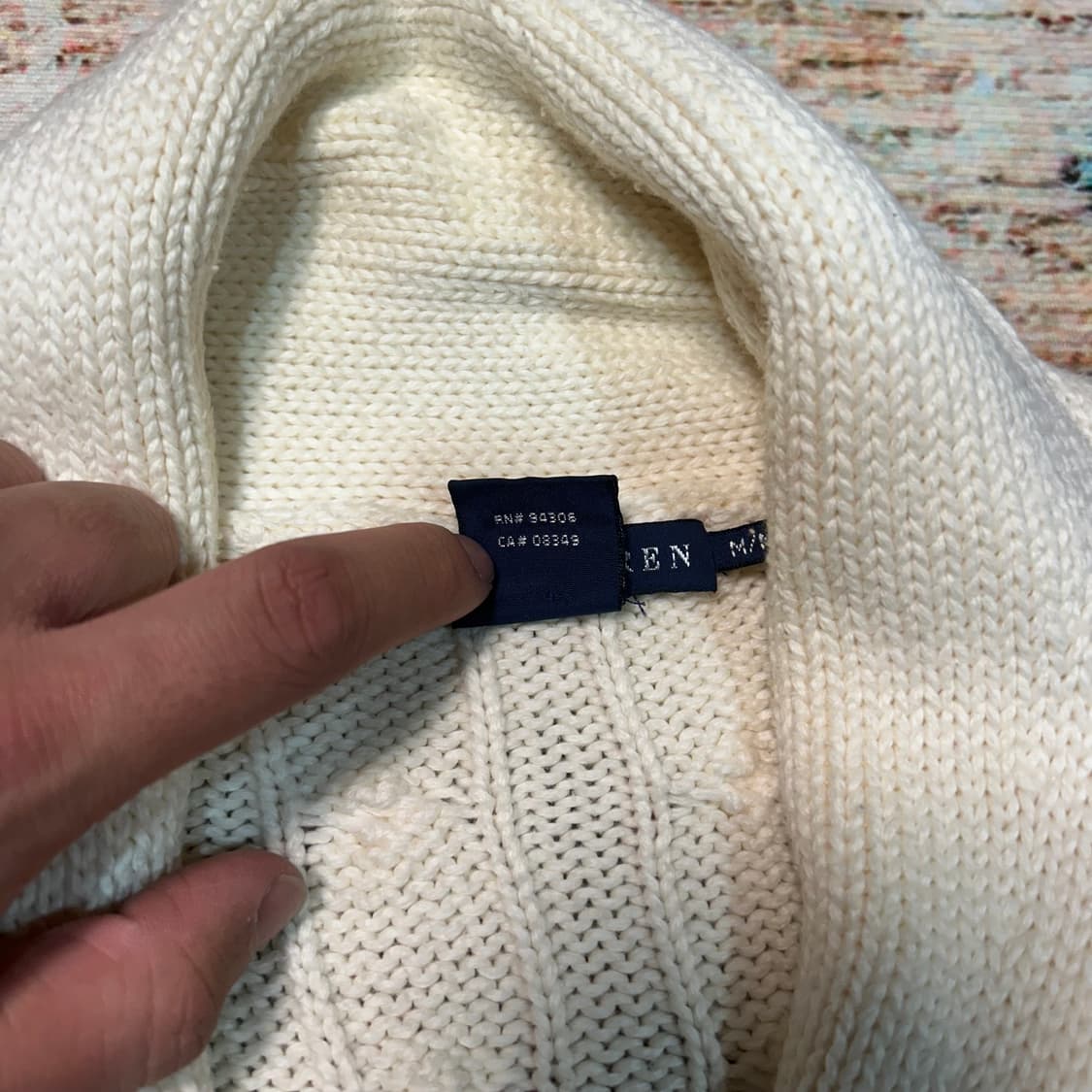 [M] 90s 폴로 랄프로렌 숄카라 케이블 니트 가디건 상품이미지4