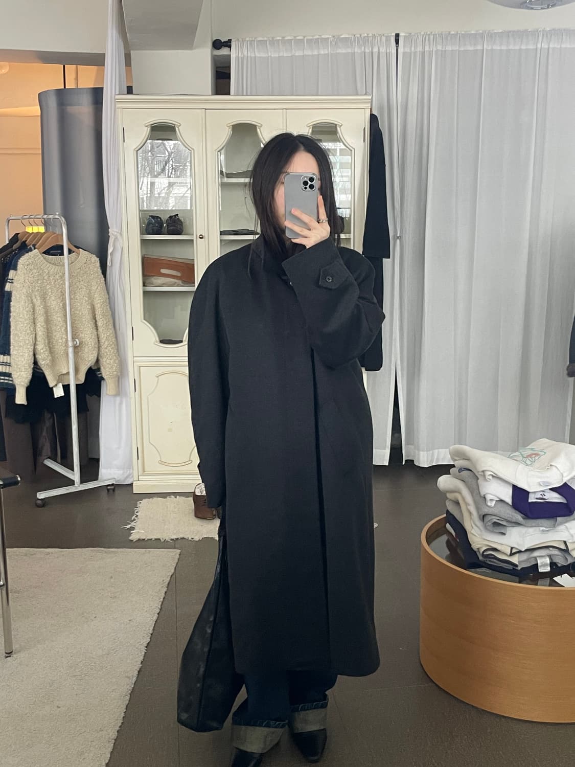 vintage charcoal cashmere balmacaan coat 상품이미지9