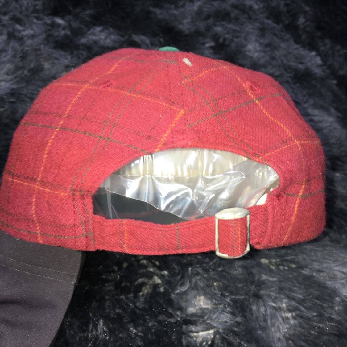 투티/0356 디즈니 미키 레드 그린 배색 체크 패턴 캡 모자 빈티지 상품이미지5