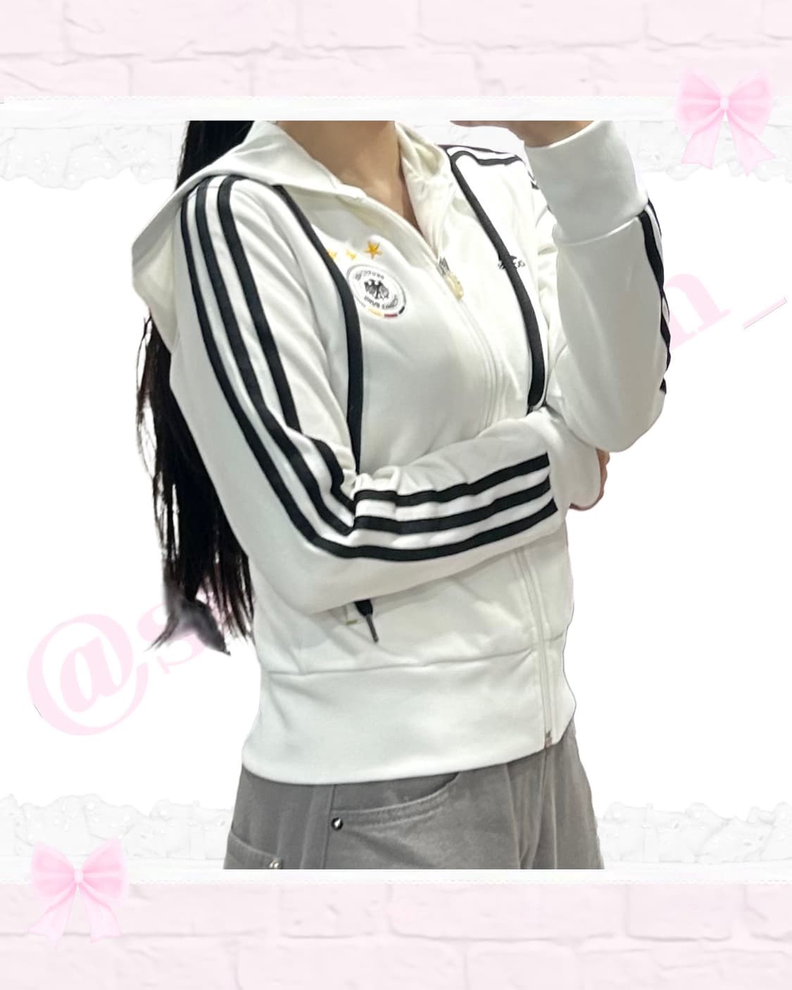 아디다스 독일 화이트 흰검 후드집업 져지 상품이미지3