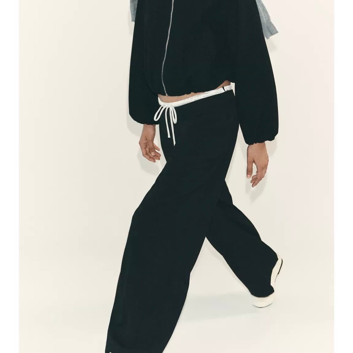 zara 자라 더블 웨이스트 와이드 팬츠 블랙 상품이미지2
