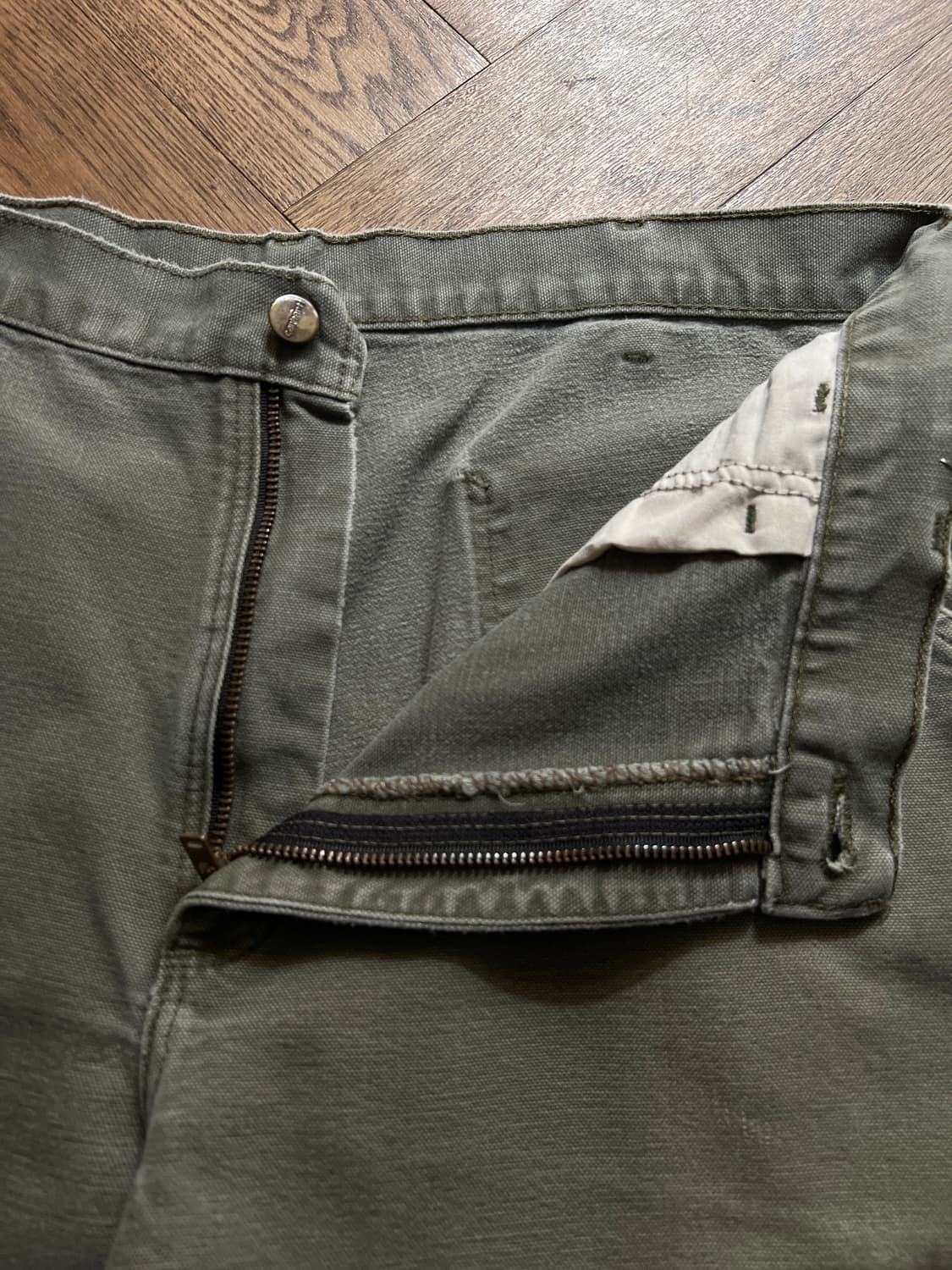 [36]칼하트 USA 빈티지 데미지 모스그린 카펜터 워크 팬츠 M2 상품이미지3