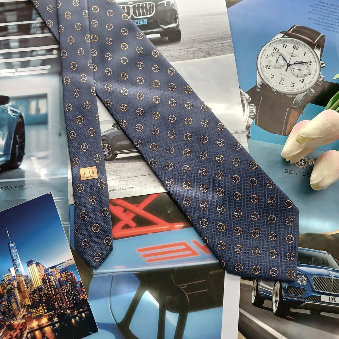 던힐 실크 네이비 오토모티브 패턴 넥타이 9.5cm B등급 A18342
 상품이미지3