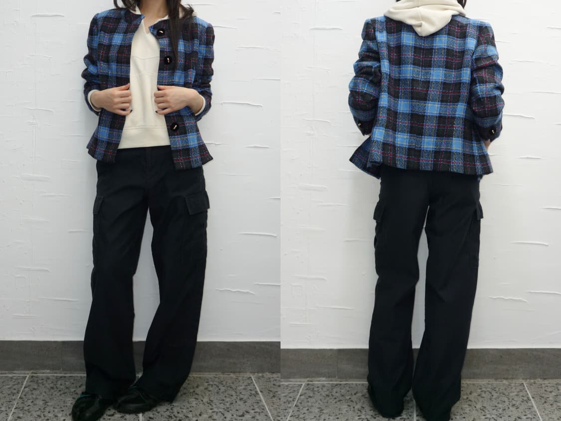 Blue check tweed jacket 상품이미지1