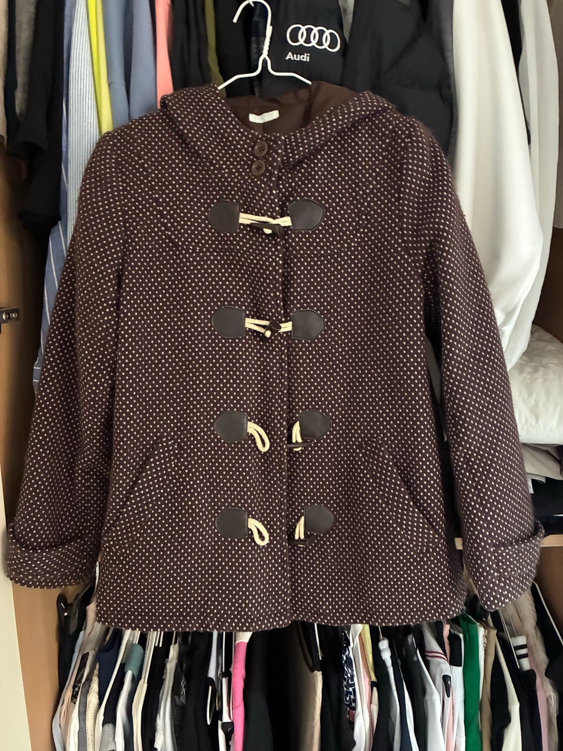 일본빈티지 브라운 도트 떡볶이 코트 상품이미지1