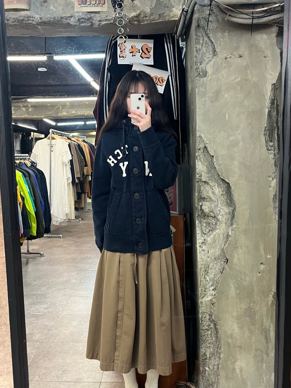 아베크롬비 버튼 기모 후드집업 네이비 S #csz3680 상품이미지2