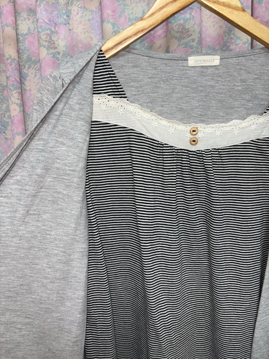 그레이 스트라이프 레이어드 티셔츠 상품이미지7