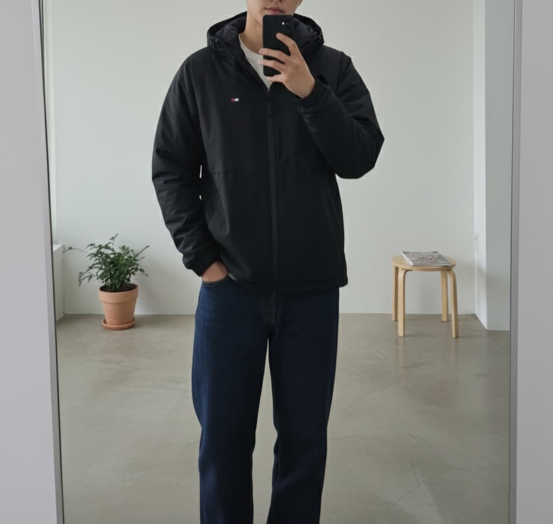 [M]<타미 힐피거> 후드 블랙점퍼 상품이미지1