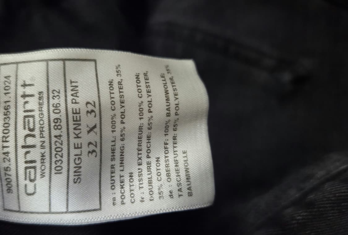 칼하트 WIP 스미스 데님 싱글니 팬츠 블랙 스톤 워시드 32x32 상품이미지7