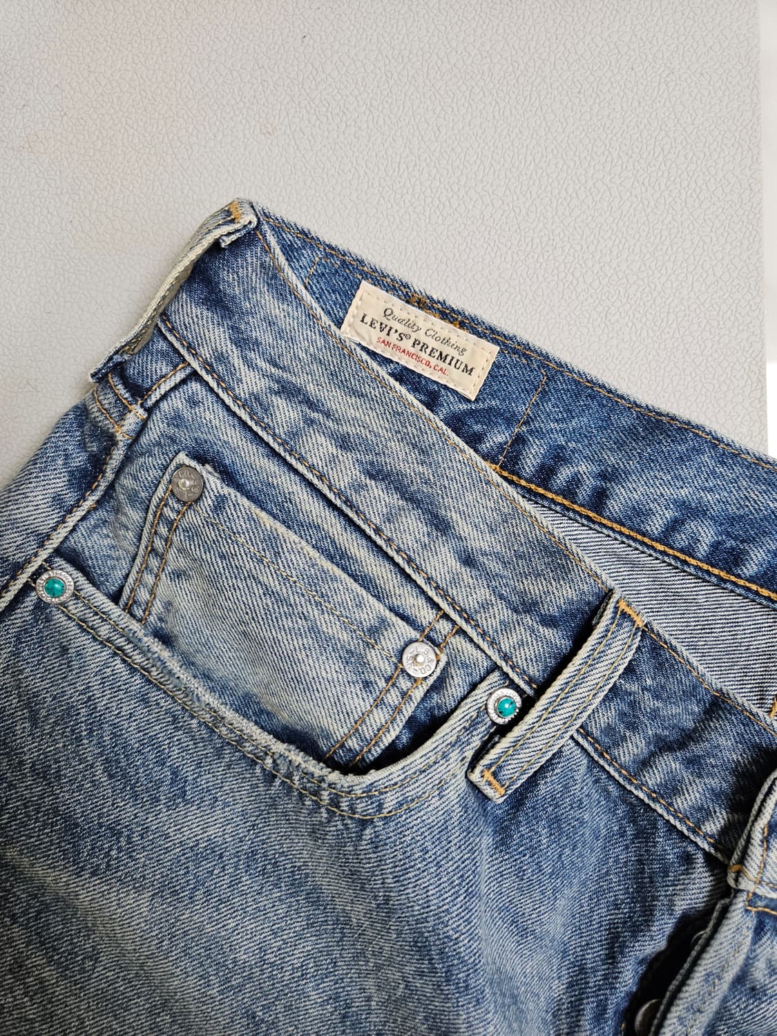 리바이스 501 터콰이즈 터키석 리벳 셀비지 데님 [32 x 30] 상품이미지5