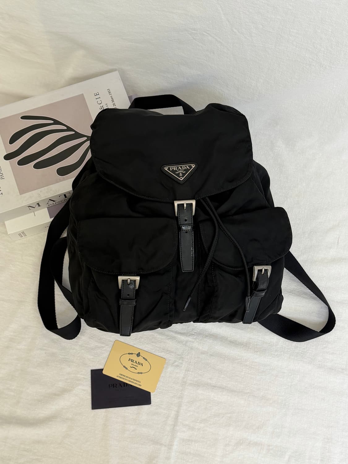 정품 프라다 나일론 투포켓 백팩 블랙 (게런티카드 포함) 상품이미지7