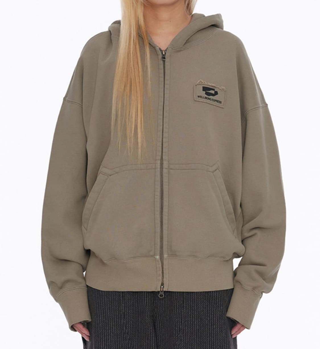 웰빙익스프레스 로고 패치 집업 - 모카 M 상품이미지5