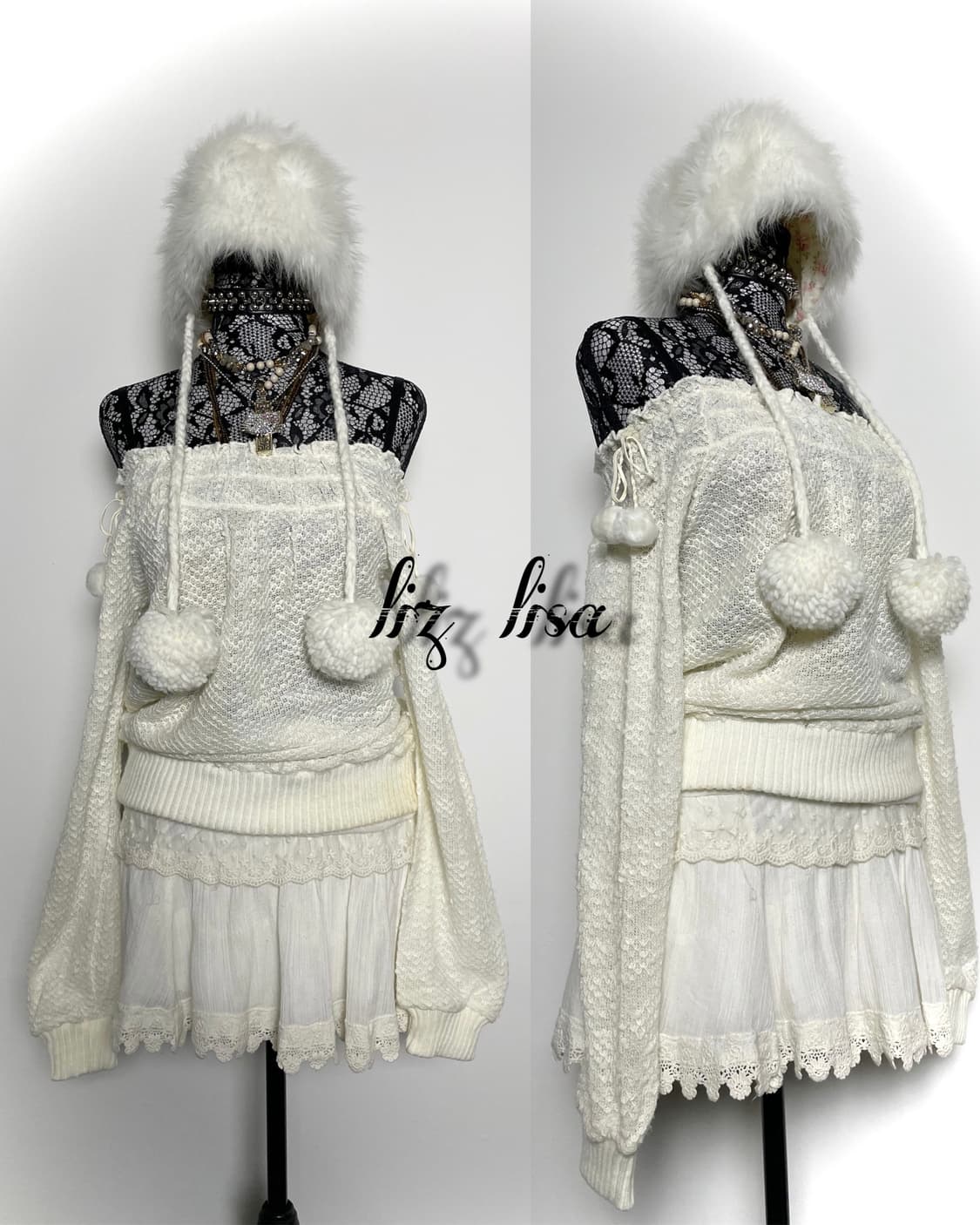 LIZ LISA 리즈리사 폼폼 큐롯 화이트 세트 상품이미지1