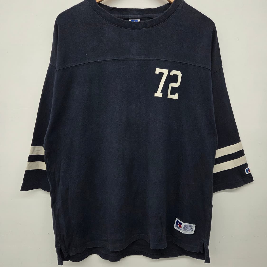 러셀 72 숫자 배색 3부 소매 티셔츠  남L 상품이미지2